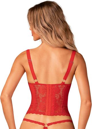 Сексуальний жіночий комплект білизни Selente Love & Fun: корсет, танга та шовкова маска для очей (S-M, червона мереживо, виготовлено в ЄС)