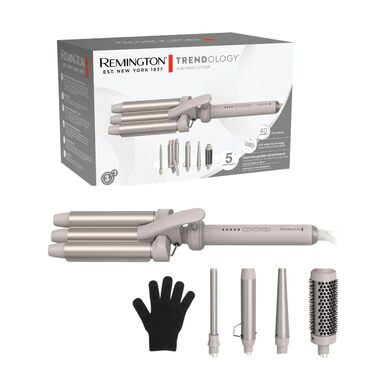 Мультистайлер для волосся 5в1 Remington CI41MS5 Trendology: гофре, кругла щітка 38мм, 3 насадки для локонів 13-33мм, LED-дисплей, 130-210°C
