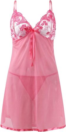 SRZYMJ: Сексуальна нічна сорочка-балеїна з мережива для жінок, прозора, з танго, нічна сорочка, спідня білизна, рожевий (A5-hot Rosa), 3XL