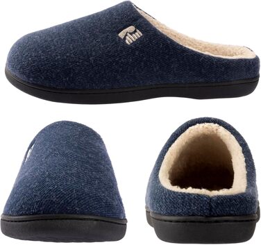 Чоловічі домашні капці RockDove з підкладкою Sherpa та ефектом пам'яті Memory Foam, темно-сині, розмір 42/43 EU