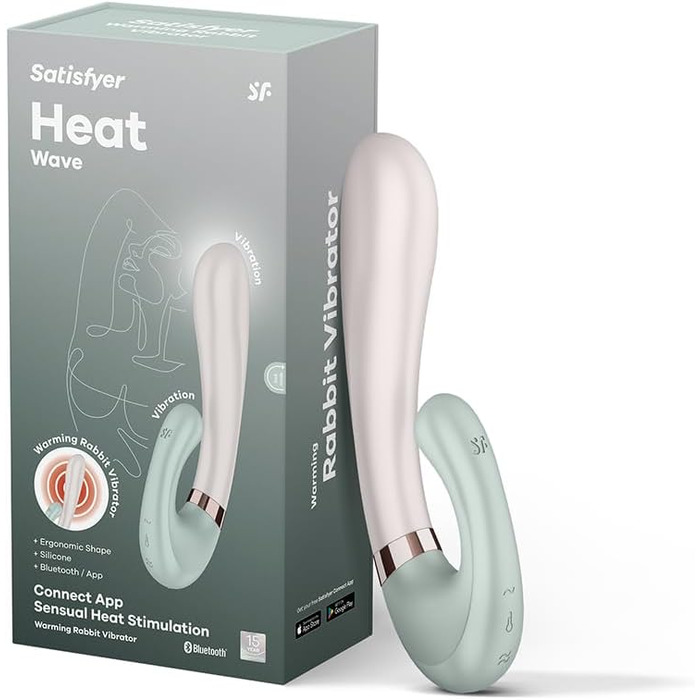 Satisfyer Heat Wave Connect - вібратор для жінок з підключенням Bluetooth | Зігріваючий вібратор з функцією нагріву та керуванням через додаток | Медичний силікон, 20 см | Mint