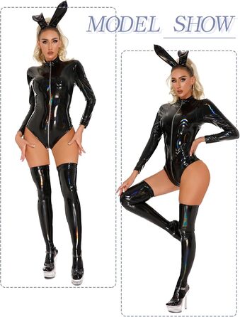 Корсет-боді FEOYA з еластичної шкіри, лак, довгі рукави, для клубів, вечірок, сцени, косплею, карнавалу, S-3XL чорний, S-M