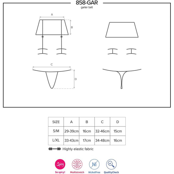 Корсетний ремінь Obsessive 858-GAR-1 для панчохів S/M