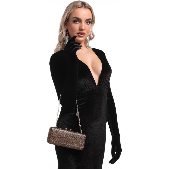 Жіночий вечірній клатч Boutique De FGG з кристалами та стразами, міні-сумка для весіль та вечірок (чорний)
