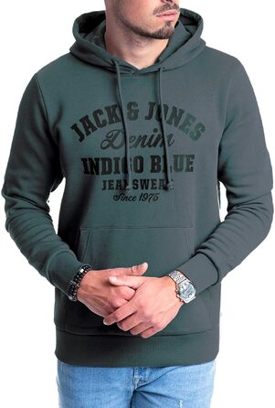 Чоловіче худі з капюшоном Jack & Jones Logo edona age Mika 4, темно-сіре (S)