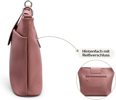 Жіноча сумка через плече Brise Art ELLIE з натуральної шкіри, ручної роботи, Crossbody Bag з 6 відділеннями, Made in Italy (Колір: Старорожевий)