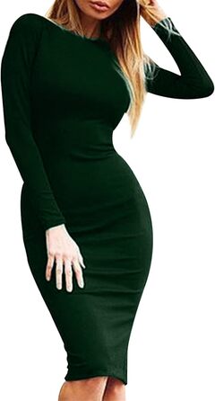 OMZIN: жіноче облягаюче міні-плаття з глибоким вирізом та блискавкою, темно-зелене (XL)
