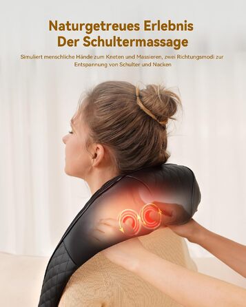 Масажер для шиї та плечей KNQZE з інфрачервоним підігрівом та 4D Shiatsu масажем для спини