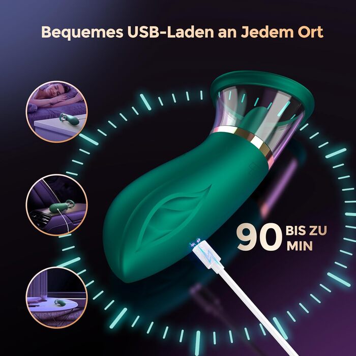 Вібратор для жінок FIDECH: стимулятор клітора з 4 режимами, 5 рівнями інтенсивності та 360° обертанням. Іграшка для дорослих, для пар. Колір: зелений