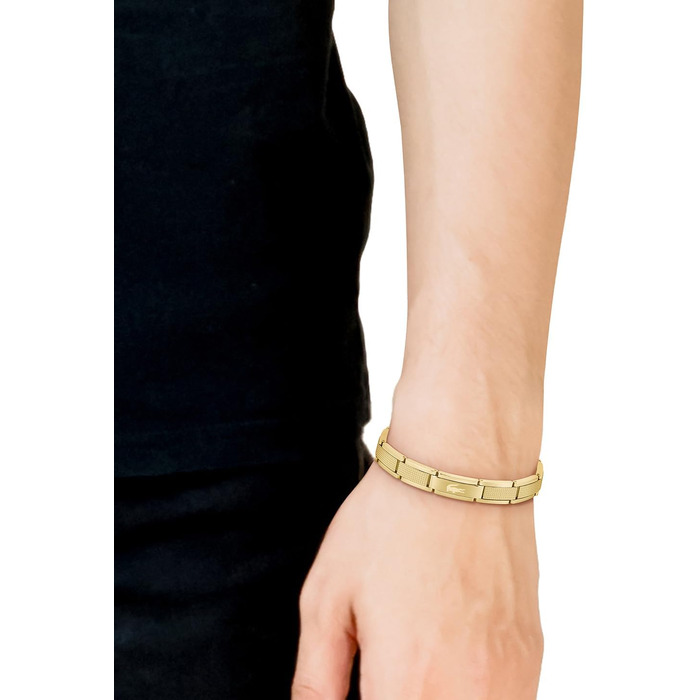 Чоловічий браслет Lacoste STENCIL зі сталі з застібкою-карабіном, колір Yellow Gold