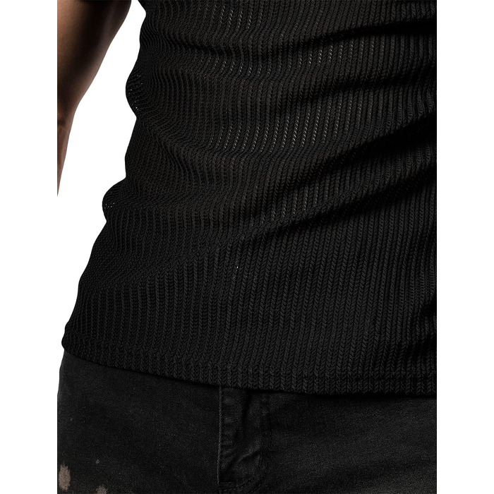 Чоловіча футболка JOGAL з сіткою, облягаюча, короткий рукав, чорна