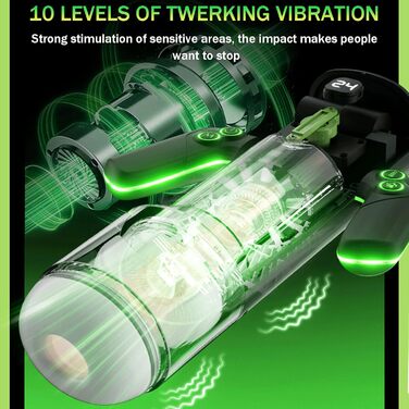 Електричний мастурбатор для чоловіків з подвійним руків'ям, 5 режимів всмоктування, 5 телескопічних відстаней та 10 вібрацій, реалістична 3D-структура вагіни