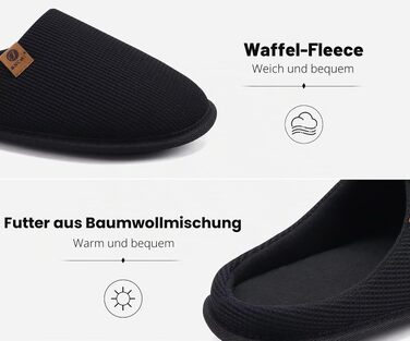Чоловічі домашні капці ONCAI з ефектом пам'яті (Memory Foam), з підкладкою зі штучного хутра та гумовою підошвою для дому та вулиці, чорні, розмір 47 EU