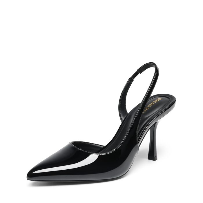 Жіночі туфлі-човники Slingback DREAM PAIRS з відкритим задником, чорні, лаковані, розмір 39 EU
