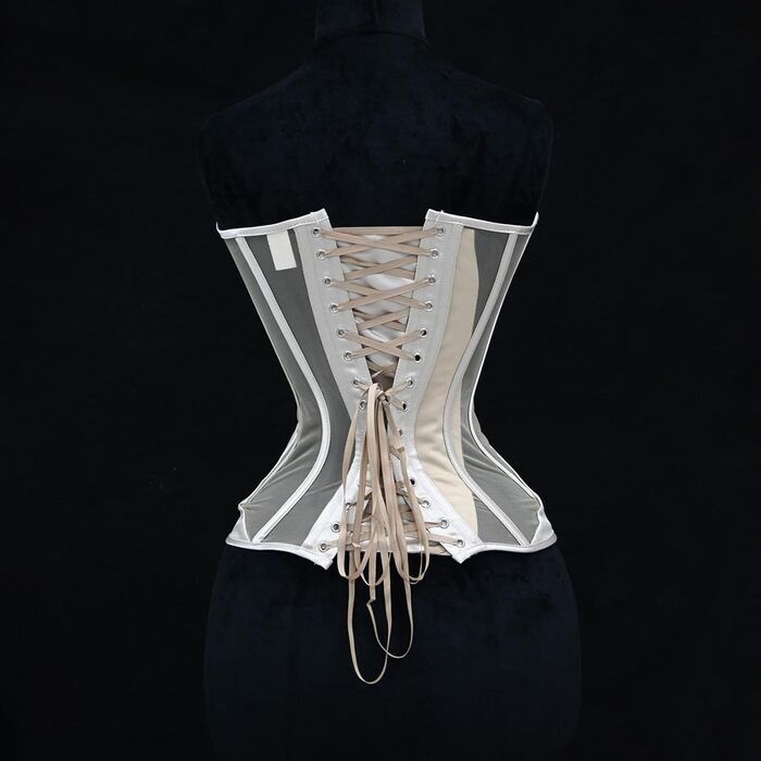 Жіночий корсетний топ у готичному стилі: корсаж на Хелловін, вінтаж, середньовіччя, стеampunk, ренесанс. Формуючий бандаж, сріблястий XL