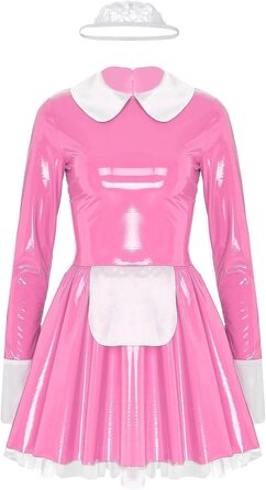 Жіноча еротична білизна: Французький костюм горничної, косплей, A-line сукня (Рожевий, XL)