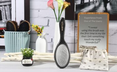 Масажна щітка для волосся BESTOOL антистатична Paddle Detangler з металевими щетинками для розплутування кучерявого та довгого волосся (вологе та сухе)