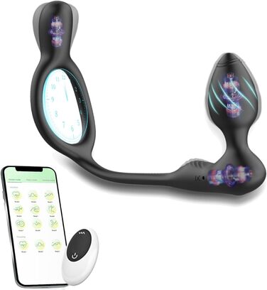Вібратор для анусу ChicLSQ з кільцем для пеніса та стимуляцією простати. Анальний плаг з пультом керування, 9 режимів вібрації. Секс-іграшки для чоловіків та пар.