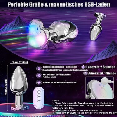 Вібратор для анусу Analspielzeuge з 9 режимами вібрації, стимуляція простати, для чоловіків та жінок (маленький)