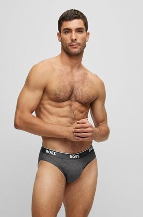 Труси чоловічі BOSS 3P Power з бавовни з логотипами на поясі, сірі/антрацитові/чорні (XXL)
