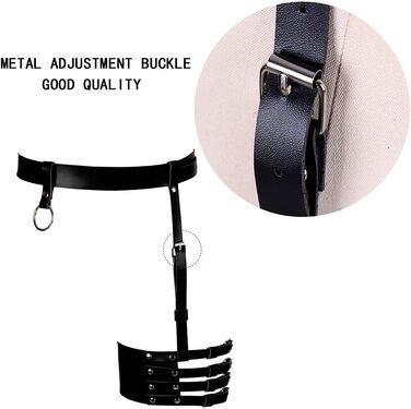 Жіночий шкіряний поясок для панчіх, корсет, боді-кейдж, чорний