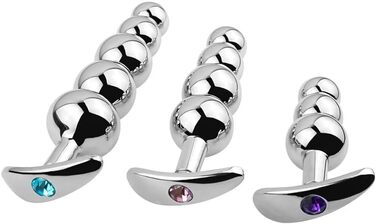 Анальні іграшки для дорослих: набір металевих анальних пробок з G-точком (3 шт.)
