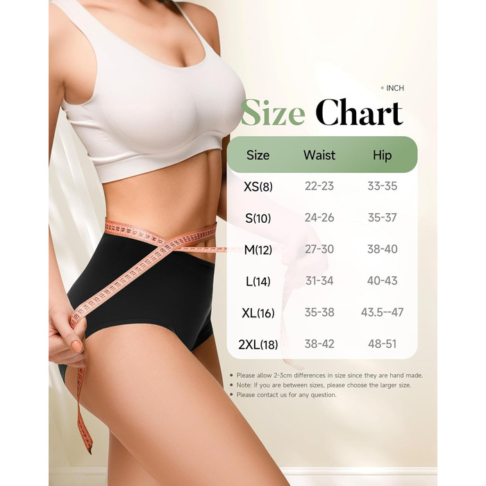 Труси для менструації TANSTC з бавовни, 3 шт. (Чорний, 3XL) - для сильної кровотечі, висока талія