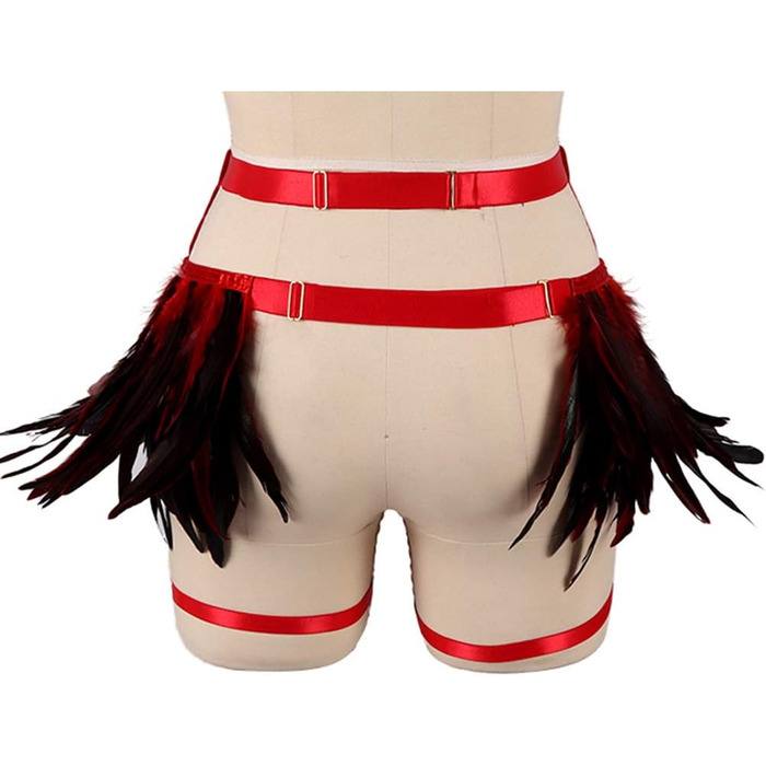 Жіночі мереживні набедрені стрічки, набедрені стрічки, ремінь у стилі панк-готи, ремінь-підтяжки, регульовані, з вирізом, для клубу, вечірки, танців, фестивалів (білий) (червоний)