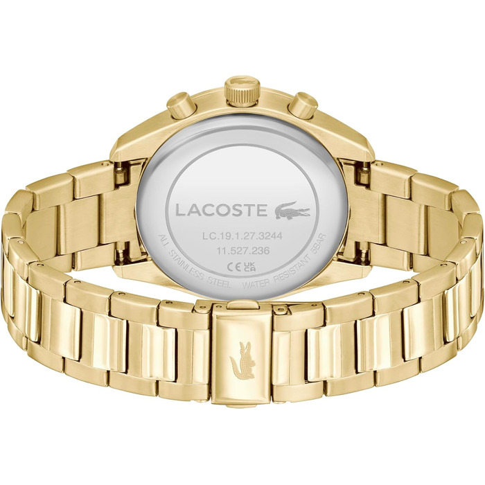 Чоловічий годинник Lacoste Chronograph Boston: кварцовий хронограф у золотисто-синьому кольорі з металевим ремінцем