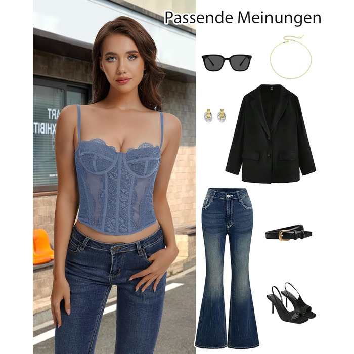 Корсетний топ для жінок з повним бюстом, корсаж з бретелями, сексуальний топ-кроп (Блакитний, XS)