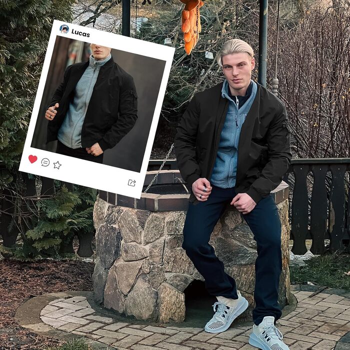 Чоловіча куртка-бомбер Rdruko демісезонна, осіння куртка-блузон, чорна, розмір L
