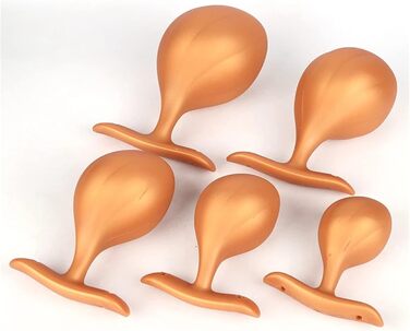 Анальний плагін Jinqian з силікону з металевою кулею, носимий дилда, Buttplug з ханесом, ременем, великі анальні кулі, анальний плагін, дилататор, секс-іграшка для жінок та чоловіків (золото)