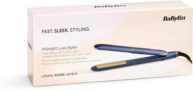 Випрямляч для волосся BaByliss Midnight Luxe 2516PE з титаново-керамічним покриттям, 3 режими температури до 235°C, швидкий нагрів