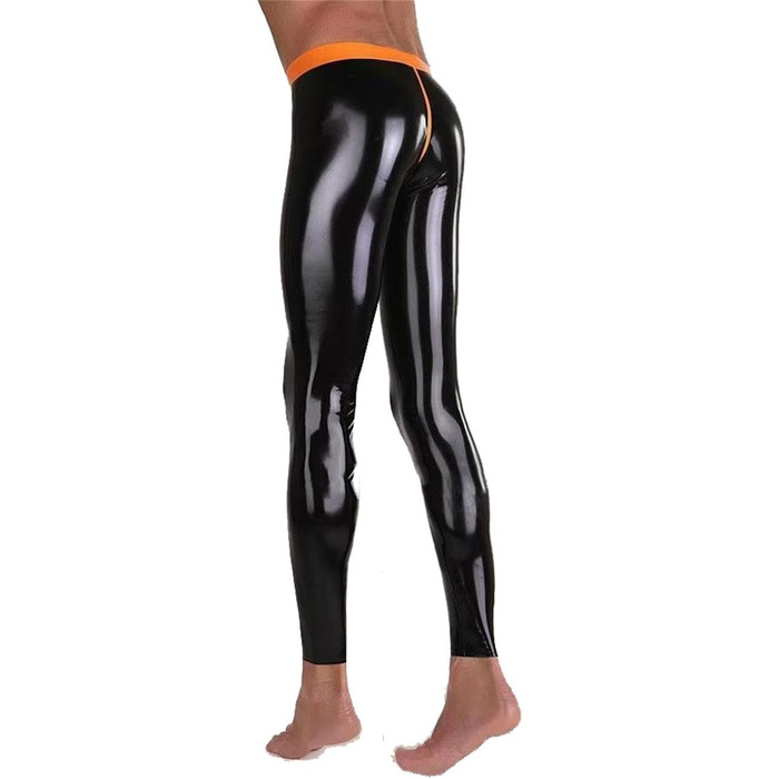 Чоловічі латексні штани-легінси Rvlaugoaa, чорні, ручної роботи, ефект мокрого блиску, на блискавці, гумові штани