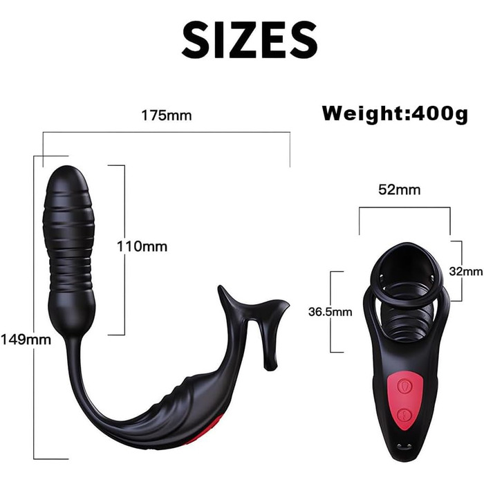 Вібратор для чоловіків NAIXBTY з подвійною вібрацією та стимуляцією простати. Анальний плагін, кільце для пеніса. Іграшки для дорослих