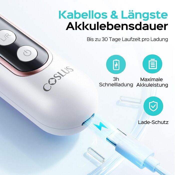 Акумуляторний електричний апарат для манікюру та педикюру COSLUS C60, 45000 об/хв для гель-нігтів (Рожеве золото та Білий)