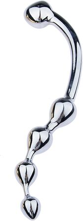 Анальний масажер з подвійною головкою HeYie - анальні перлини, вигин, сталь, для чоловіків та жінок