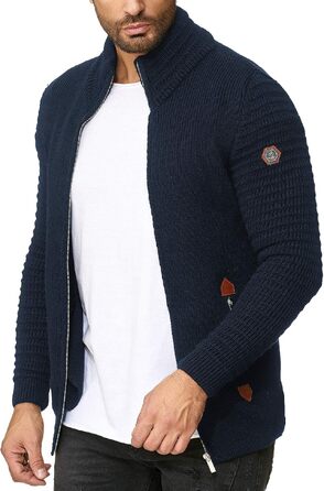 Чоловічий в'язаний кардиган Redbridge з коміром-стійкою Basic Luxury, синій, розмір M