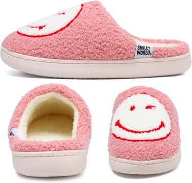 Зимові домашні капці SMILEYWORLD® з ефектом пам'яті Memory Foam, м'які плюшеві пантофлі для жінок та чоловіків, біло-рожеві, розмір 38/39 EU