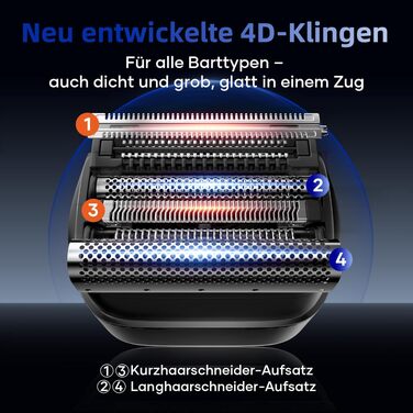 Електробритва для чоловіків Kensen Mini 4D Foil Shaver, водонепроникна портативна бритва для обличчя та бороди, USB-C зарядка, для подорожей