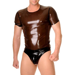 Чоловічі латексні футболки з гуми ODITE, прозорі, коричневі, XL