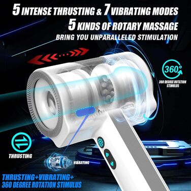 Електричний масажер для чоловіків ChicLSQ Vibrierender Masturbator – для стимуляції та розслаблення, 5 телескопічних та 7 режимів вібрації, автоматичний, з ручкою