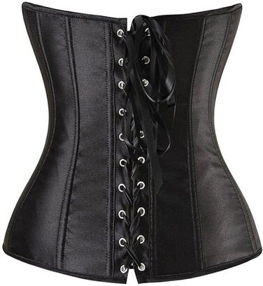 Корсет Daen Korsett для корекції фігури, повний бюст, топ-бюстгальтер, готичний, бурлеск, шнурівка, сатиновий чорний (S)