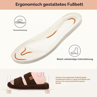 Жіночі домашні капці LongBay з ефектом пам'яті (Memory Foam), відкритий носок, зручні сліпери на двох ремінцях, розмір 38/39 EU, колір кавовий