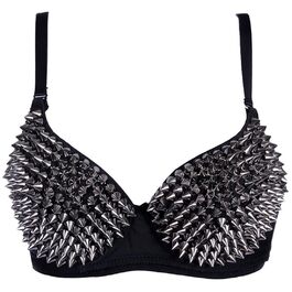 Спортивний топ Kimring Steampunk з шипами та заклепками для вечірок, клубів, рейвів, бюст 30B, сірий