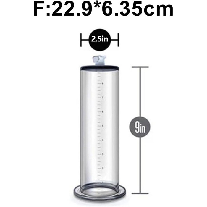 Прозорі аксесуари для помпи для статевих органів: трубка зі шкалою для збільшення, ерекції та лікування імпотенції. Для чоловіків. Розміри: 22.9*7.6 см та 22.9*6.35 см