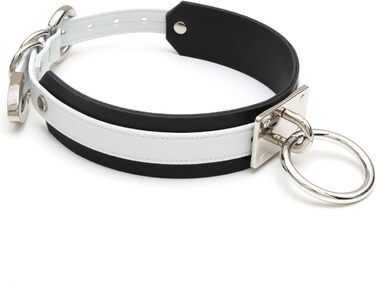 Чокер з кільцем Lalatia для жінок: шкіряний чокер, кольори чорний, білий, сріблястий