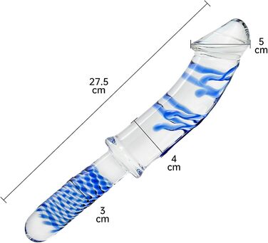 Скляний дилда Roluck з ручкою, кристалічний пеньс, анальний дилда, заглушка для заднього проходу для жінок та чоловіків, секс-іграшка (блакитний)