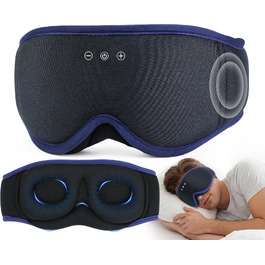 Маска для сну з Bluetooth-навушниками LC-dolida V5.4, дихаюча 3D маска для очей з мікрофоном, бавовняна мийна пов'язка для сну, подорожей та медитації (Ultramarin)