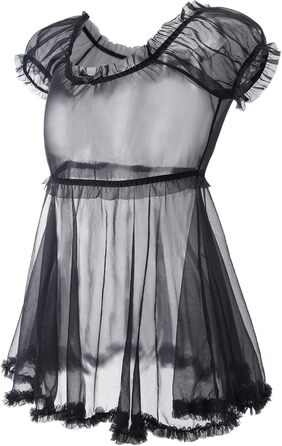 Прозора мереживна сукня-боді LittleForBig для дорослих та трансгендерів (Чорний, XXL)